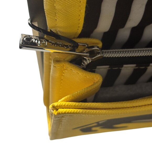 Marc Tetro Small Keychain Wallet Yellow Dachshund Design With Striped Interior - Picture 5 of 7